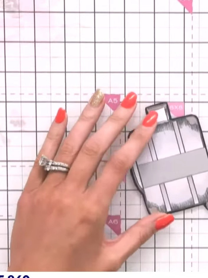 Step 6: Using the stamp set, stamp 'Scratch here' text and an arrow pointing towards the scratch-off sticker on your c