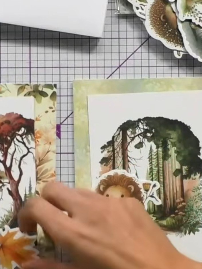 Step 4: Add dimension to your cards by attaching the decorative elements using foam pads. Layer the flowers and foliag