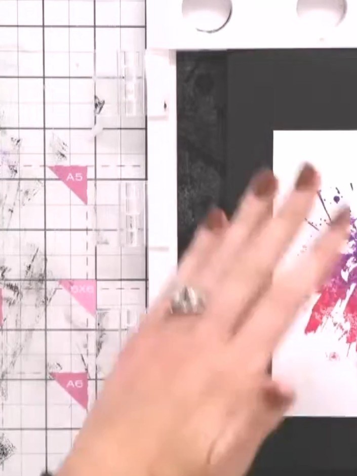 Step 5: Stamp the detailed dress layer on top of the coloured ombré base. Don't worry about perfect alignment - slight