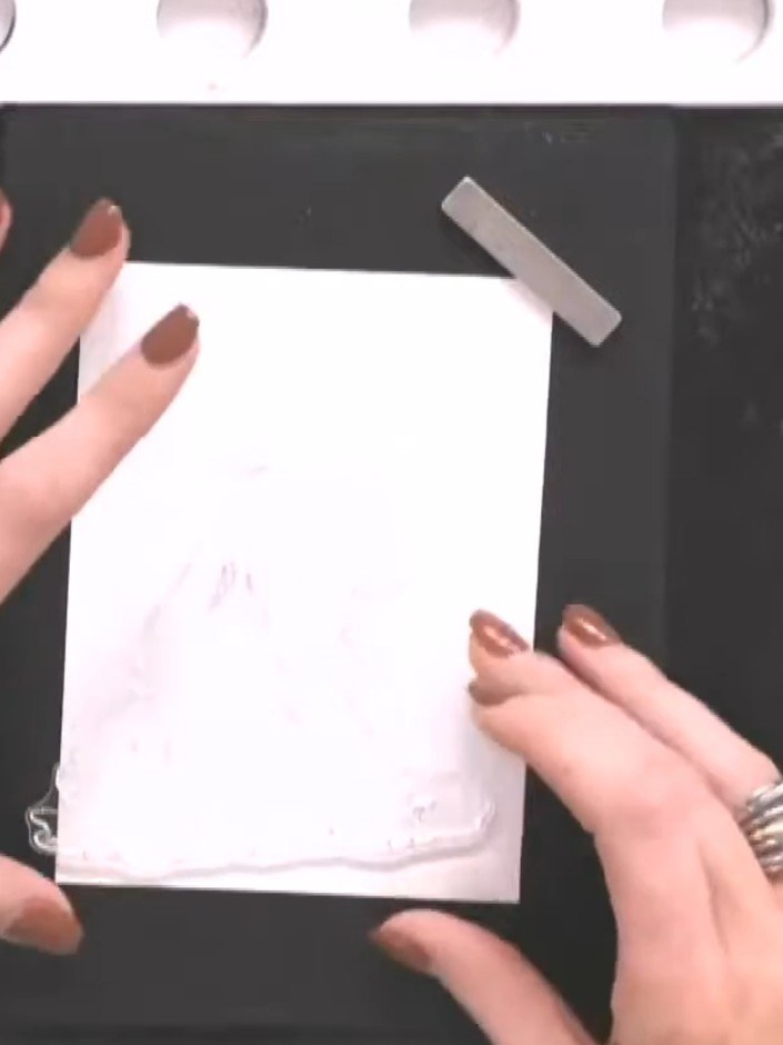 Step 3: Place your embossing folder with the card inside onto your die-cutting machine platform. Run the folder and ca