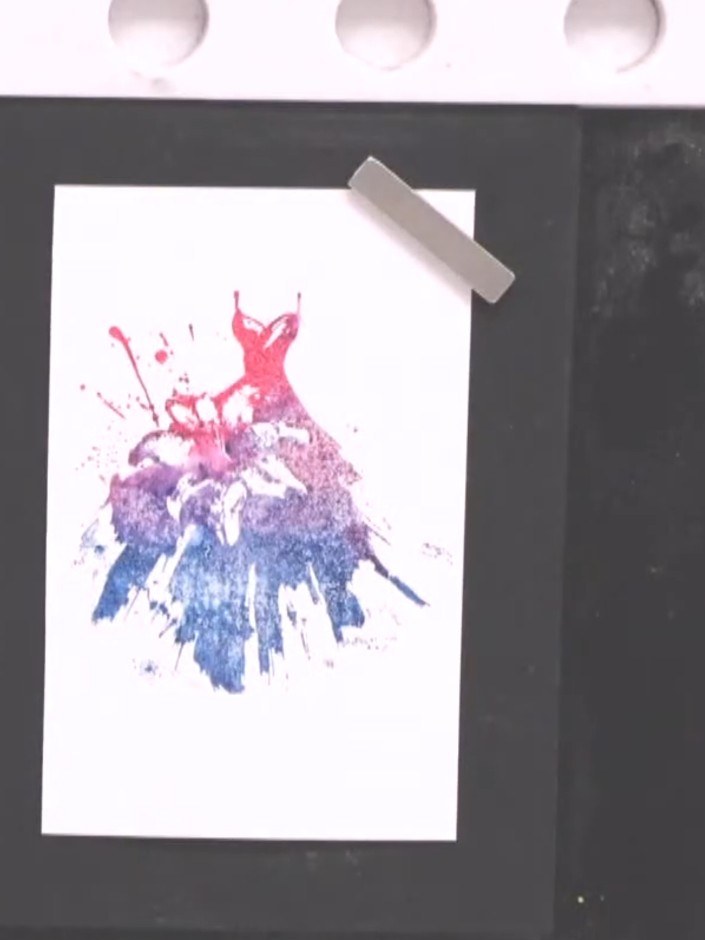 Step 6: Use a heat tool to completely dry the card. Hold the heat tool over the stamped image until all moisture has e