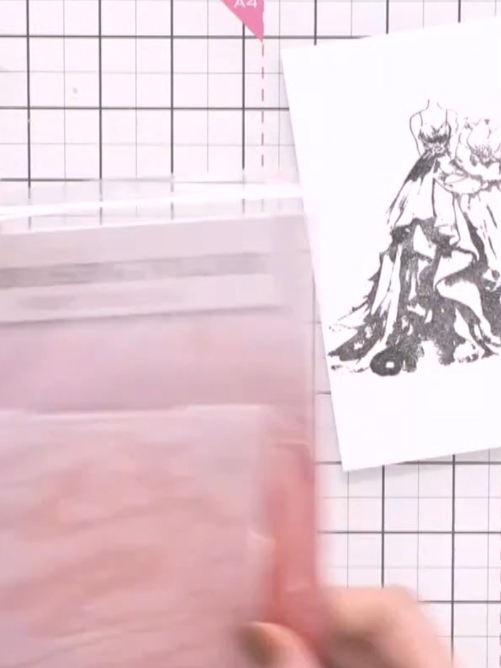Step 1: Select your 3D embossing folder with the gown design. Examine both the solid embossed portion and the detailed