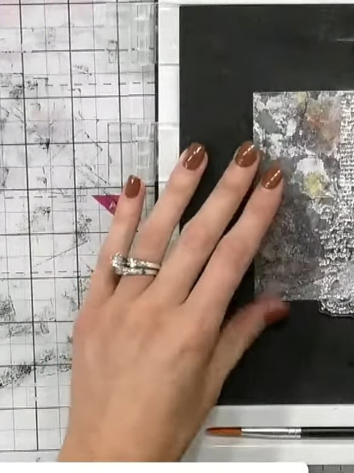 Step 5: Use an anti-static bag to brush over the stamped design to remove any excess embossing powder before heat sett