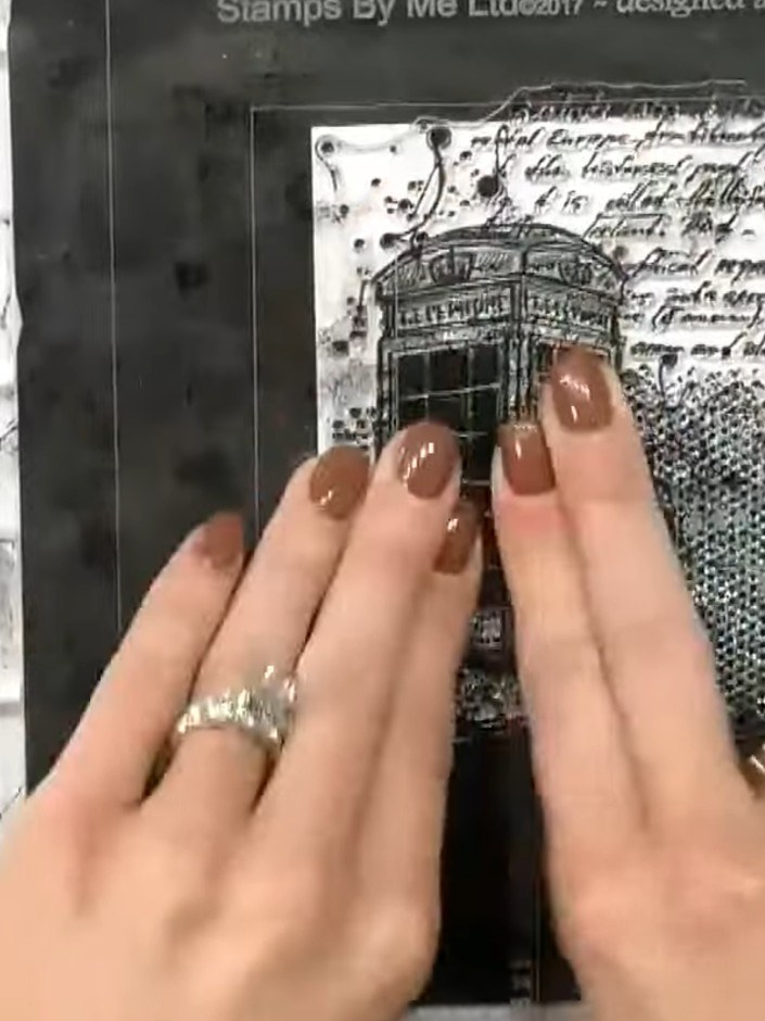 Step 2: Prepare a grey or muted ink colour on your palette or craft mat by blending darker inks together to create the