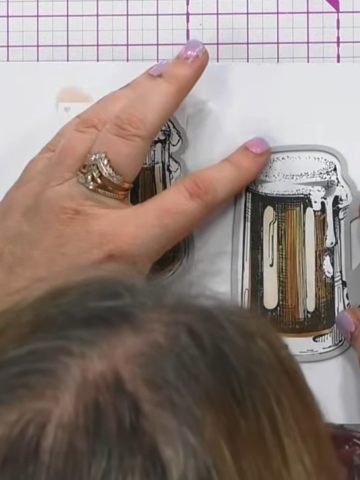 Step 7: Place the die-cut beer glass pieces into the 3D embossing folder and run through your die-cutting machine to e