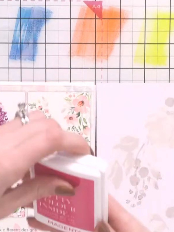 Step 3: Prepare your watercolours or ink pads on a glass mat. Mix greens in lighter and darker shades for the foliage.