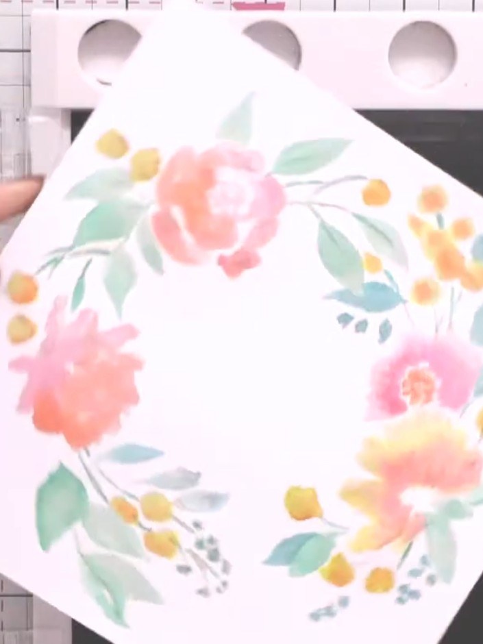 Step 9: Leave the painted piece as an 8x8 inch square, or trim it down to A2 size or other card sizes as desired using