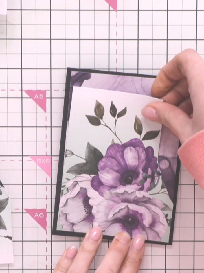 Step 3: Select a patterned paper with floral designs from the Bloom & Grow paper pad. Choose the design you prefer for