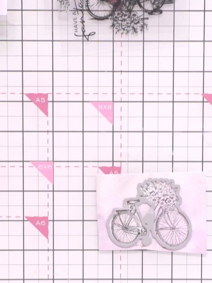 Step 4: Place the stamped bicycle image face up on the cutting mat with the coordinating die on top. Run through your 