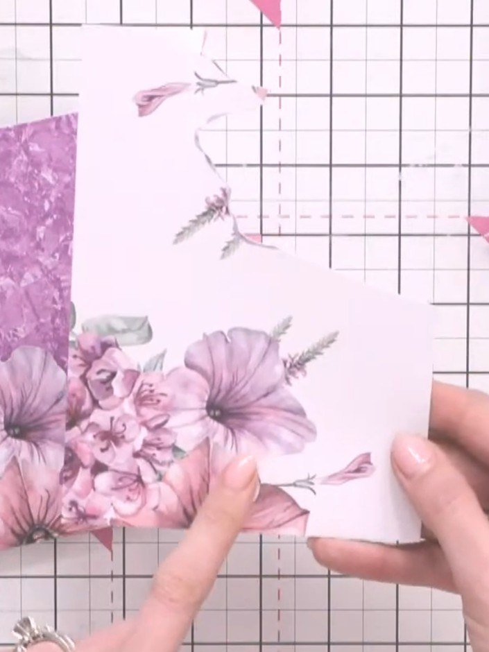 Step 10: If desired, create a decorative tag from leftover patterned paper to tuck into the back pocket. Cut out a flor