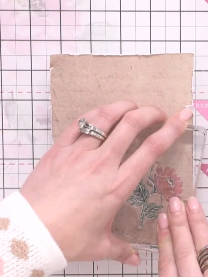 Step 9: Stamp a sentiment such as 'Until Further Notice Celebrate Everything' onto the kraft card in black ink using a