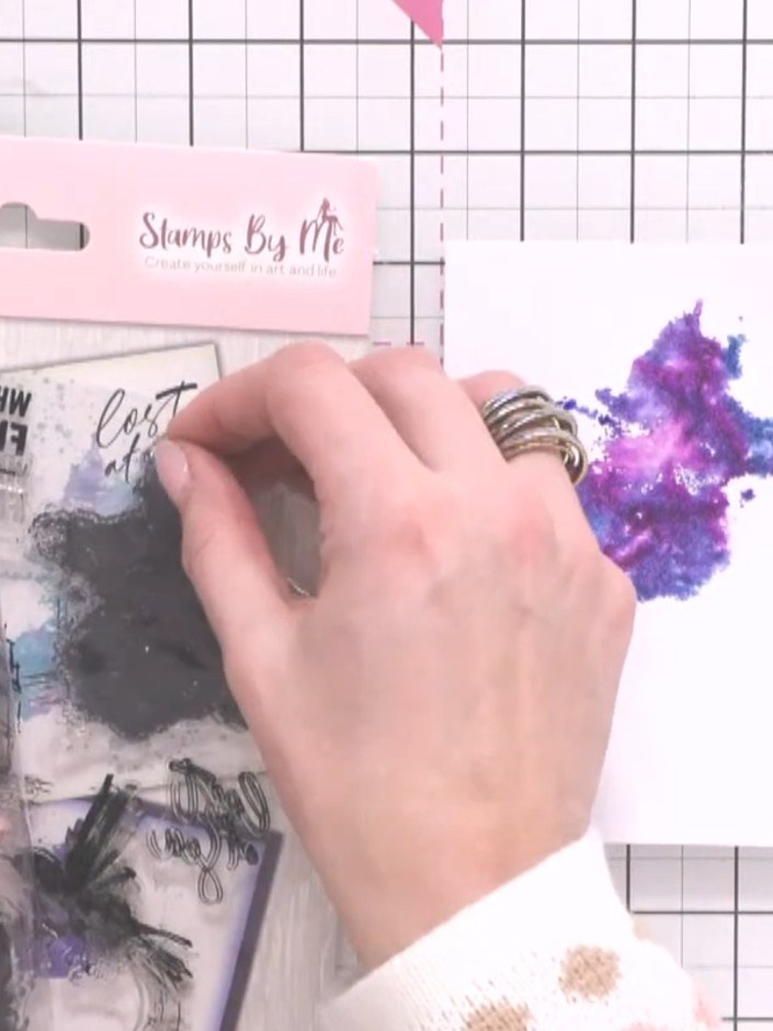 Step 6: Ink up the black detail layer stamp with black ink and carefully stamp it over the coloured boat base layer to