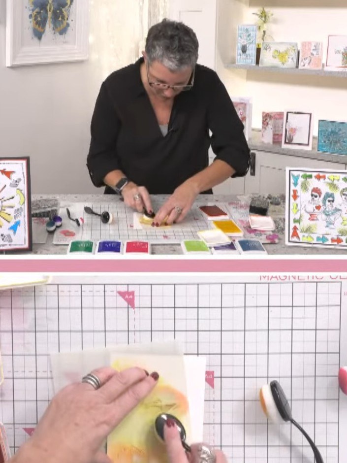 Step 4: Add splatter details to your watercolour background using water-reactive ink. Apply the ink with a brush or to