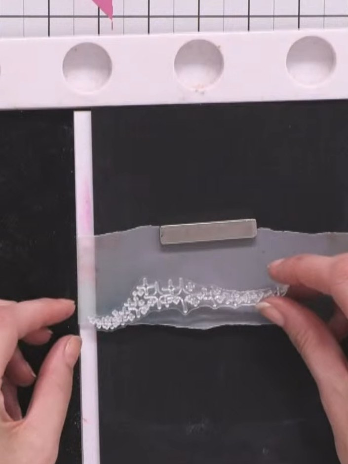 Step 3: Ink up the star detail from the Friends Forever stamp set with a sticky ink pad. Apply white embossing powder 