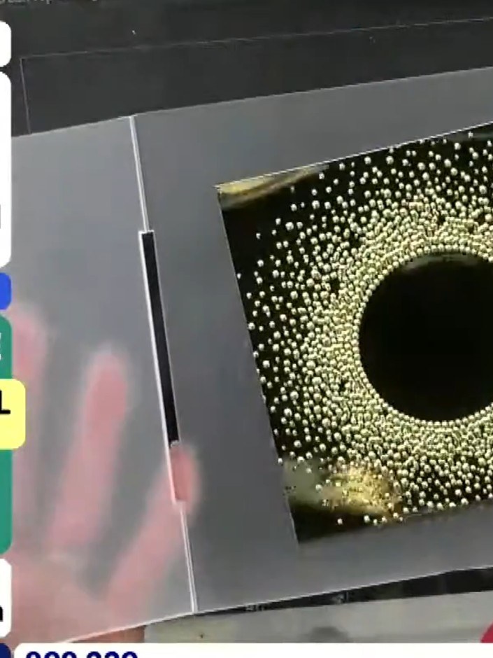 Step 1: Run your gold or grey card stock through the embossing machine with the snow burst embossing folder to create 
