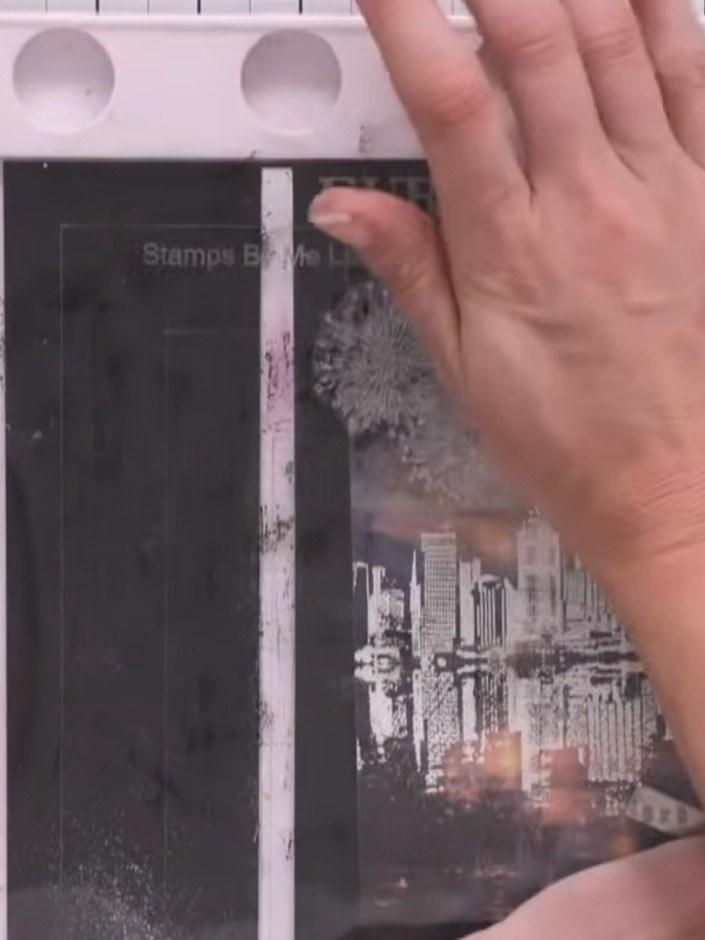 Step 3: Use a sticky ink pad to ink up the Sparkle Everyday stamp. Press the stamp firmly onto the ink pad to ensure e