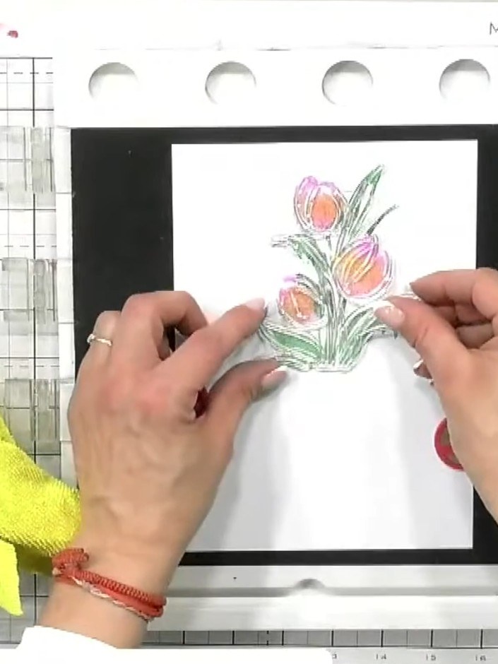 Laminated Tulip Card with Multi-Colour Ombre Inking - the finished project