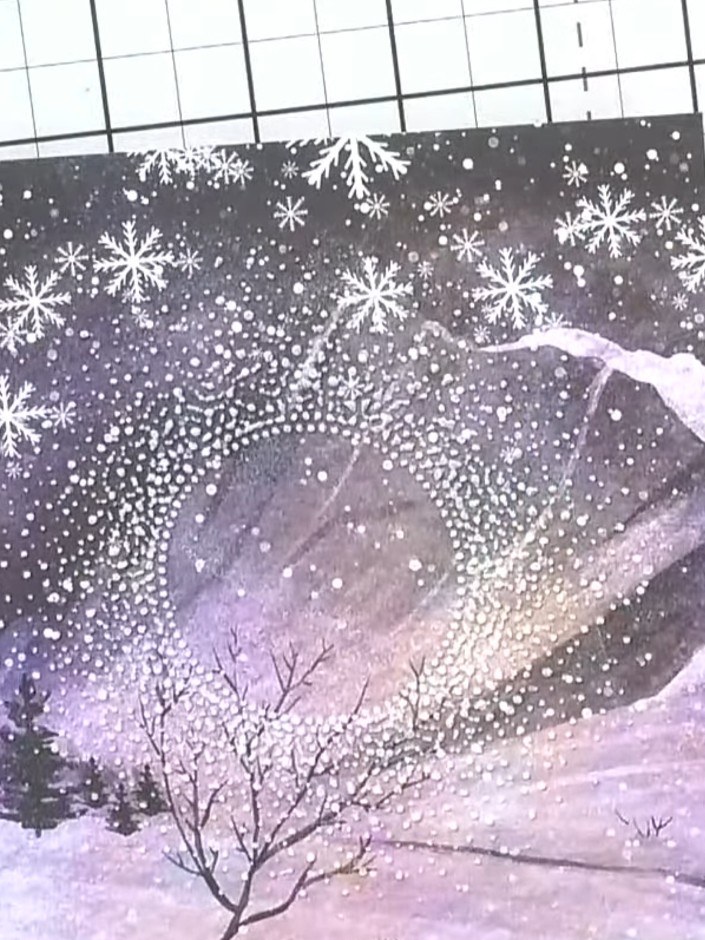 Step 6: Mount the finished embossed winter scene onto a card base. Add a sentiment to complete your card.