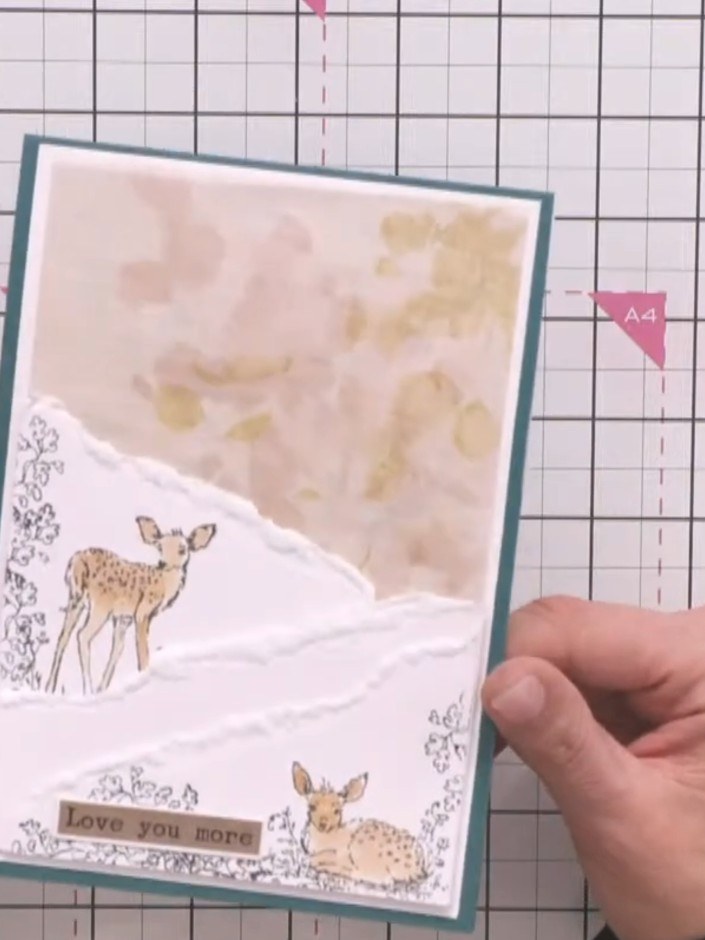 Secret Forest Christmas Card with Snow Drifts and Stamped Animals - the finished project