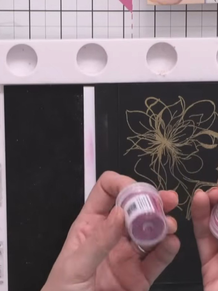 Step 4: Heat set the embossing powder quickly with a hot heat gun, being careful not to melt the gold embossing undern
