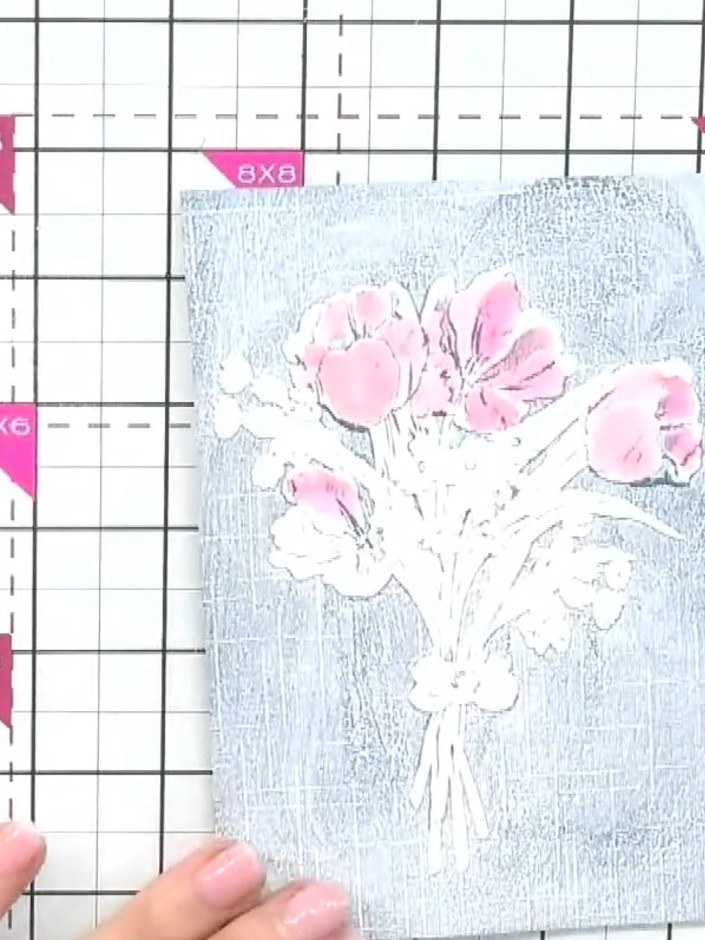 Step 3: Press your cardstock onto the coloured mat to pick up the watercolour effect. Gently dab the card onto the wet
