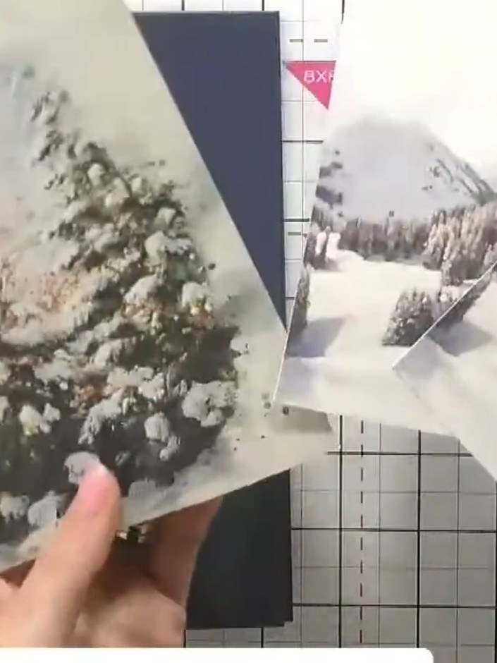 Step 3: Select one of the painted mounts from the set and position it underneath the cut-out word on your card front. 