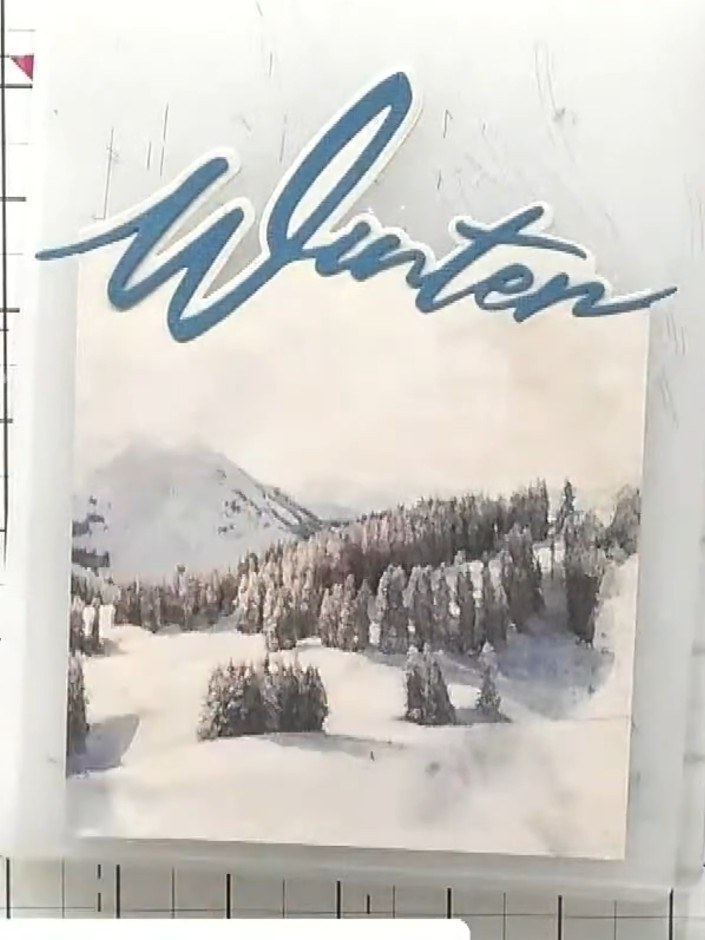 Blue-Toned Layered Card with Multiple Snow Drift Words - the finished project