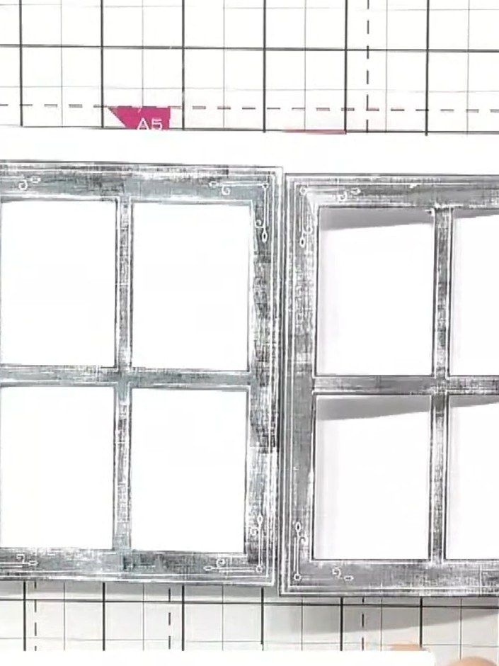 Step 3: Die cut a second window frame from holographic or patterned card stock using the same die. This will create th