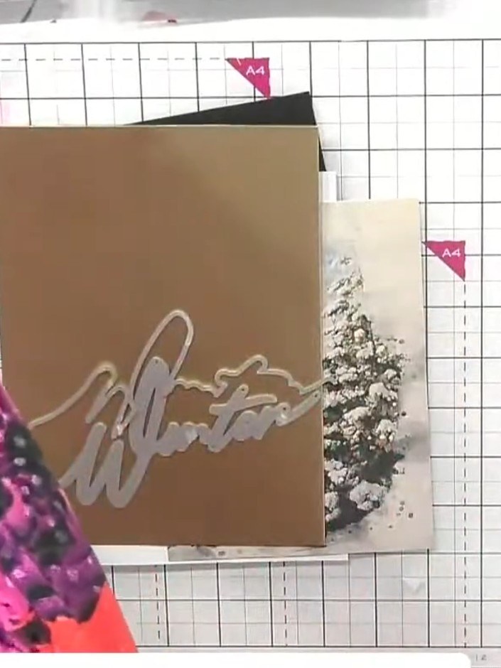 Step 1: Cut the snow drift word die from white card stock using your die-cutting machine. Remove the die-cut word from