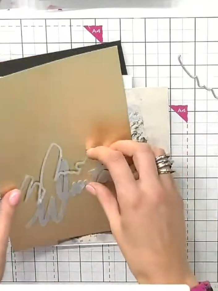 Step 2: Cut out the top portion of the snow drift die separately from the kraft card. This creates the upper snow drif