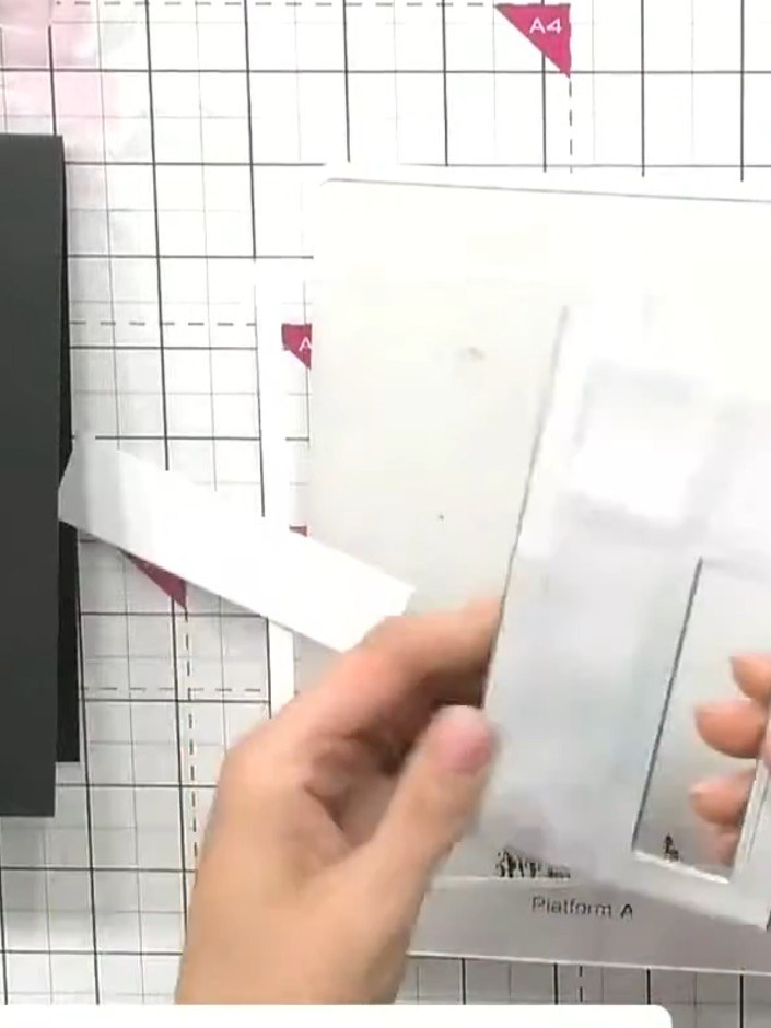 Step 1: Cut the slimline window die from white card using your die-cutting machine. Remove the die-cut window frame ca