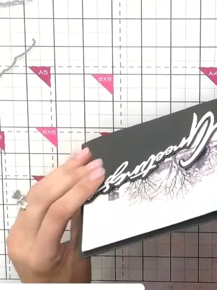 Step 8: If using a window die, add the shadow pieces to the window frame. Colour them with ink to match your ink-blend
