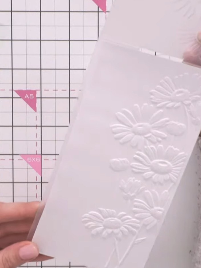 Step 3: Remove the card from the embossing folder and admire the dimensional daisy embossing pattern that has been cre