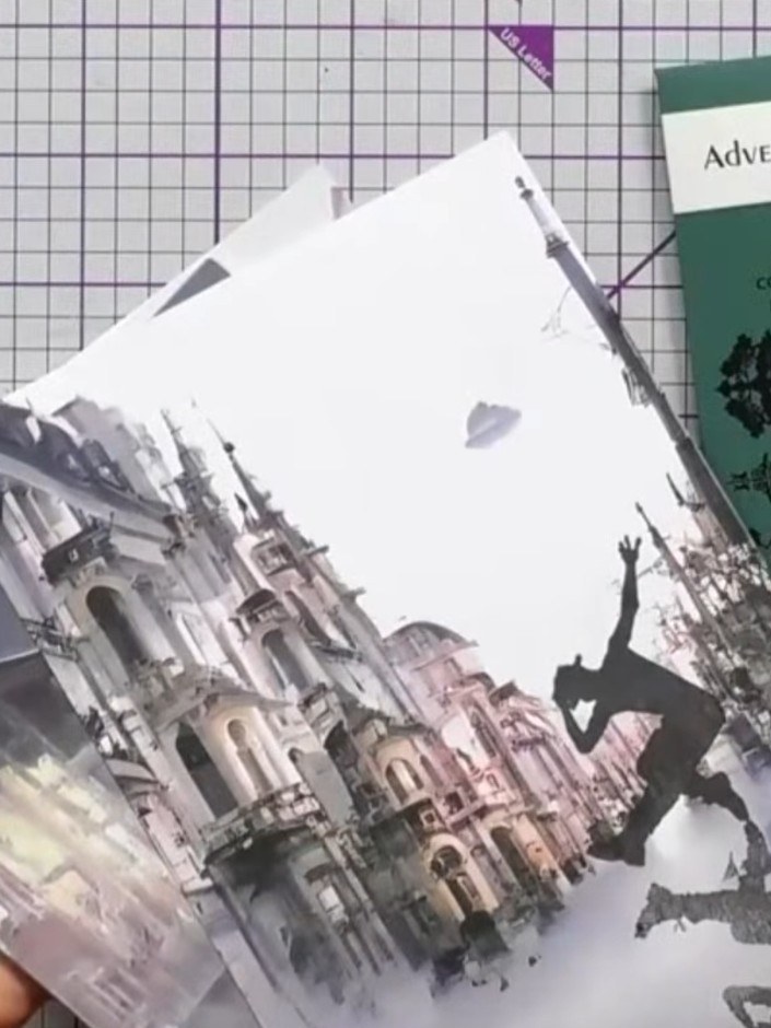Step 5: Add finishing touches to complete your card. Layer torn vellum pieces over the stamped scene for a soft, ether