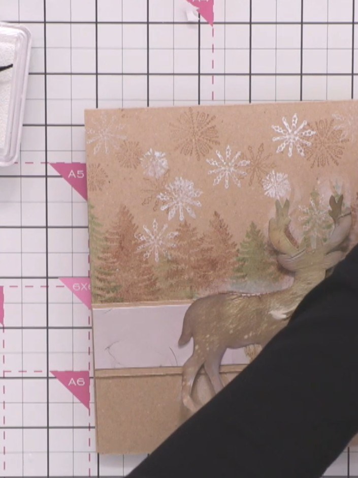 Step 15: Mount your sentiment sheet onto black card stock and adhere it to the lower portion of the card front to compl