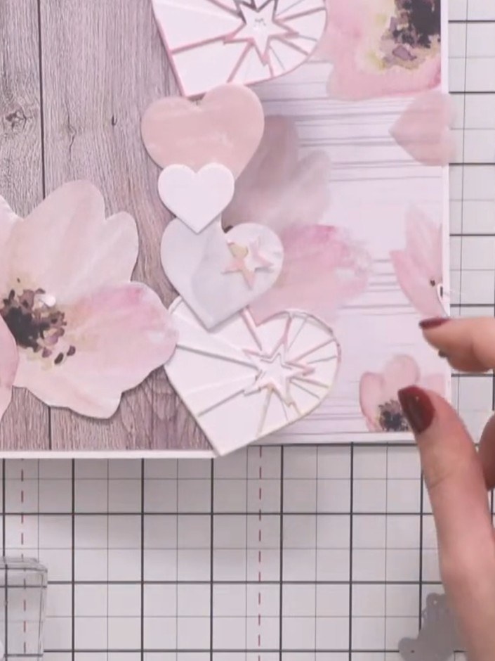 Step 6: Layer the sentiment pieces together using foam pads or adhesive to create dimension. Stack the die-cut sentime