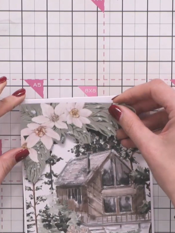 Step 11: Trim the backing pad to fit your card. Adhere it to the reverse of your sentiment panel using glue or double-s