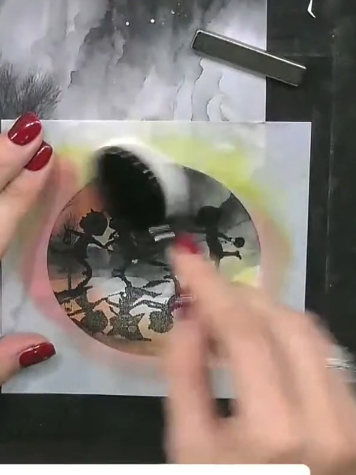 Step 5: Using a clean, damp brush, gently soften and blend the white edge around the circular design to create a reali