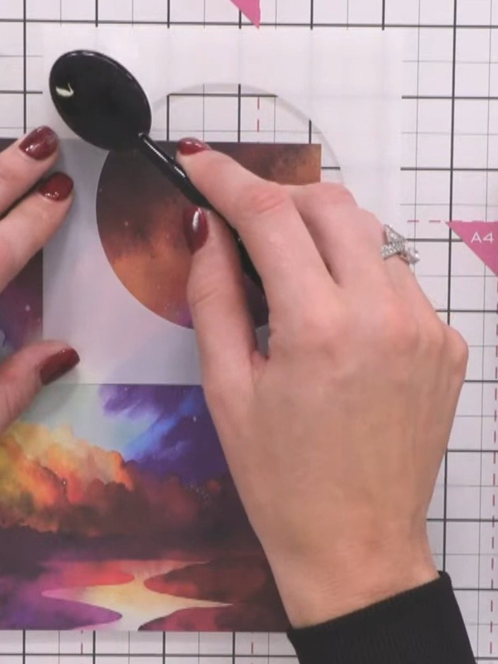 Step 3: Use smooth, gentle brush strokes to blend the white ink evenly across the stencil opening. Work lightly to cre