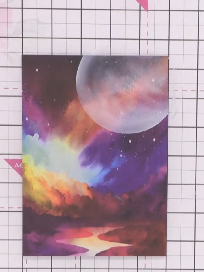 Stencilled Moon with Soft Glow Effect - the finished project