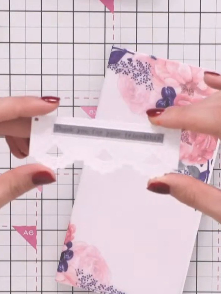 Step 5: Stamp the sentiment 'Thank you for your friendship' onto a piece of vellum using the stamp from the Midnight B