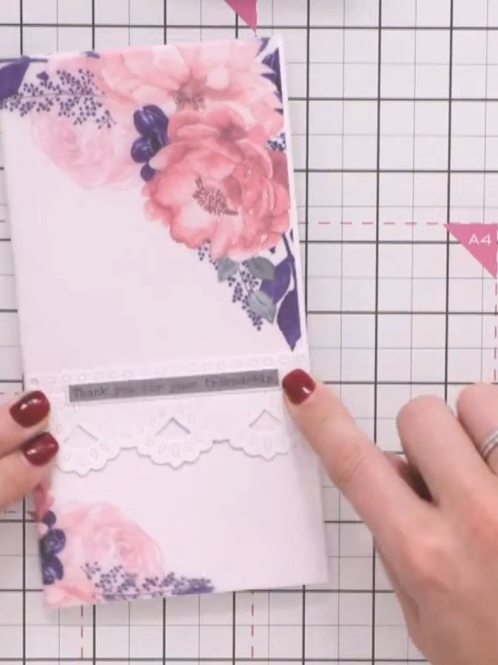 Step 7: Secure the vellum sentiment panel to the card using tape to complete your Midnight Blooms slimline card.