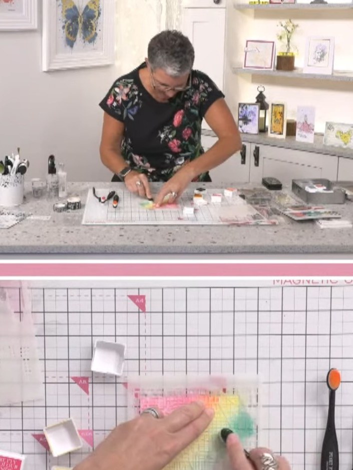 Step 6: Add any additional embellishments or sentiments to complete your card. You can use stamps from the Skyline Col