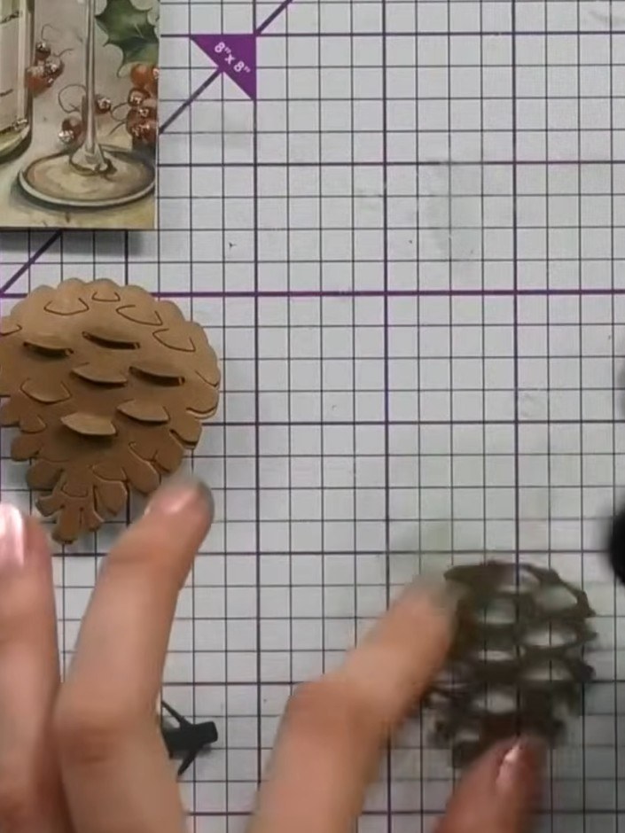 Step 8: Arrange the lifted pinecone scale elements so they appear natural and slightly bent, varying the angles for re