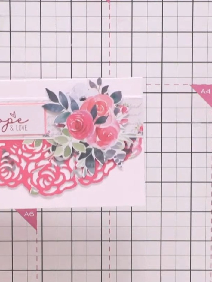 Tarjeta con banda y flor recortada a mano de la Everyday Collection - the finished project