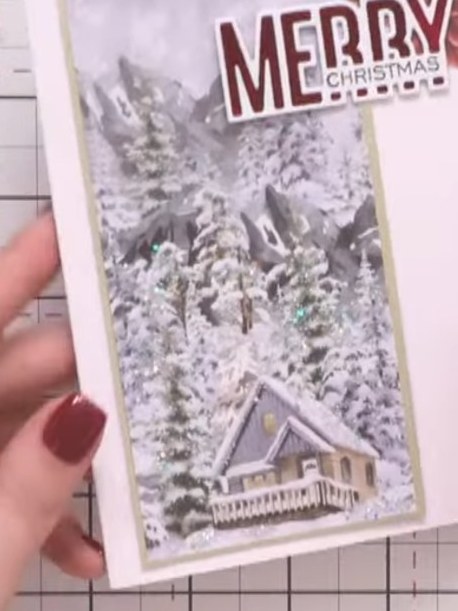 Tarjeta con panel estampado Winter Story y frase - the finished project
