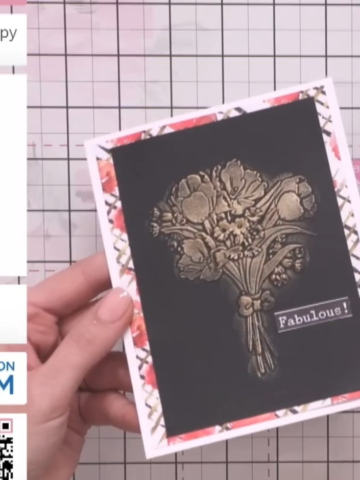 Tarjeta con ramo de amapolas, embossing con cera y papeles por capas - the finished project