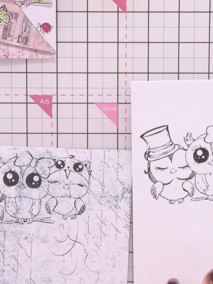 Step 3: Use the coordinating dies from the Stamps by Me 'Our Story' set to cut out the owl family image from both the 