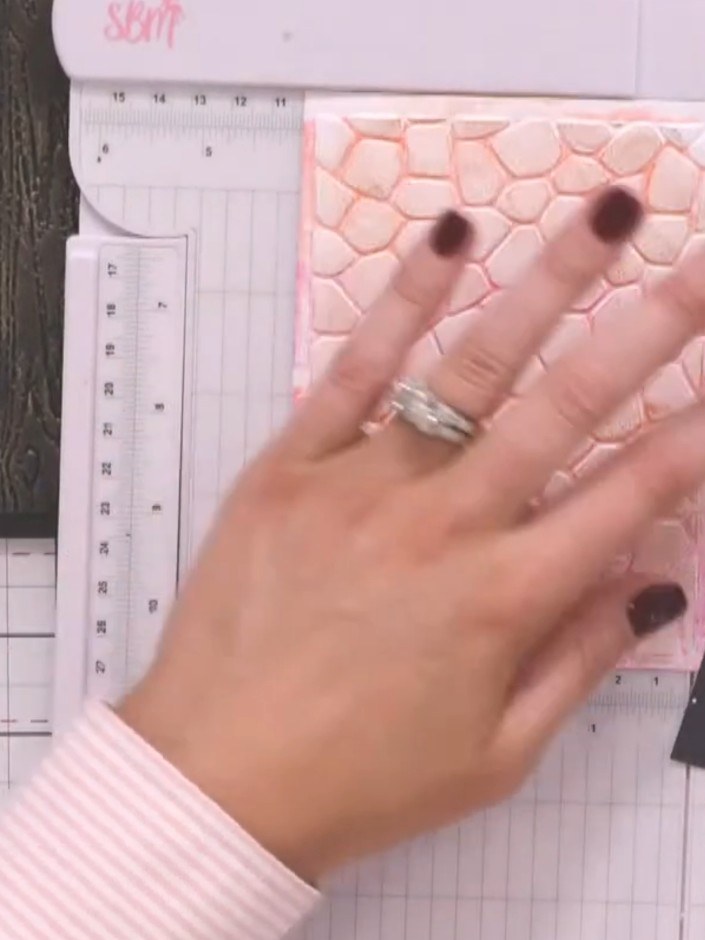 Step 1: Run white cardstock through your die-cutting machine with a 3D embossing folder to create a textured backgroun