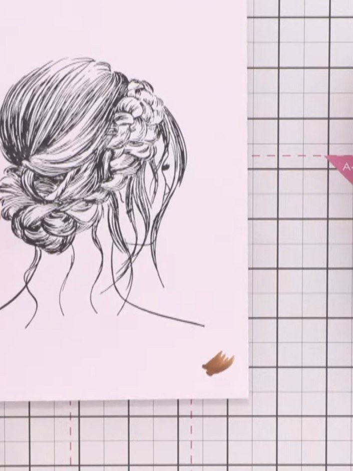 Step 3: Select your lightest brown alcohol marker and begin colouring a section of the hair on the stamped image. Leav